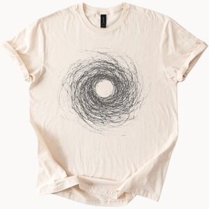 Abstract Spiral Vortex Graphic Tee Minimalist Black Design